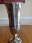 Vintage Silver Plated Metal 17    Tall Trumpet Vase With Scrollwork