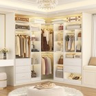 Corner Walk-in Closet Organizer System With 5 Wooden Drawers   Storage Shelves