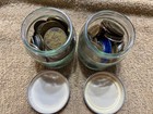 Vintage Token Lot In 2 Glass Jars 1 5 Pounds Of Tokens Total Few Bigger