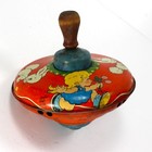 Vintage 40s Tin Spinning Top Lithograph Ohio Art Elaine Ends Hileman