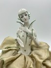 Antique Rare Art Deco Hand-painted Half Doll W Legs Pin Cushion Porcelain Figure