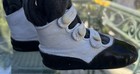 Antique Edwardian Black   White Leather 3 Strap Baby Button Shoes