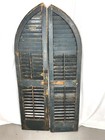 Antique Shutters Arch Top Louvered Old Green Paint Pr Very Good Original 19thc 