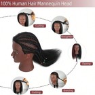 16in Mannequin Head 100 Real Human Hair Cosmetology Doll Training Practice Clamp