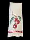 Hand Embroidered Set   2  Flour Sack Kitchen Tea Towels Farmhouse Cottage Core