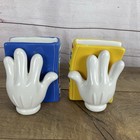 Disney Mickey Mouse Ceramic Glove Bookends 4   x 6    Tailor Steamboat Willie