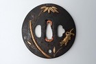 Tsuba Japanese Antique Iron Mumei A Tiger In Bamboo Forest Design Edo Era