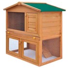 Rabbit Hutch Outdoor Small Animal House Pet Cage W  3 Doors Wood