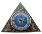 Gift For Freemason Mini Triangle Desk Clock Masonic Gift - Symbols Front   Back
