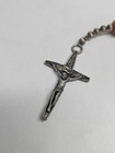 Vintage Rosary Beads Silver I n r i  Cross Crucifix Catholic Religious Prayer