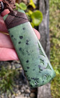 Nathan Jerry Nz Kokopu Pounamu  Greenstone Jade Maori Engraved Hei Toki Adze