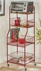 Wood 16 5  Wide Rolling Storage Metal Shelf Cart Red Easy Assembly