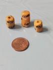 3 Vintage Glass African Trade Beads Black Yellow Eyes Vg