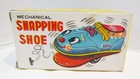 Mechanical Snapping Shoe Vintage Tin Litho Wind-up Toy W  Box By Tps Japan 1960s