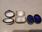 Lot Of 3 Vintage Trinket Pill Boxes Micro Mosaic Floral Victorian Porcelain