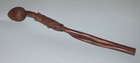 Nyoi  Buddhist Scepter  Lotus Bud And Leaf  Middle Brown Wood  Japan 19th C