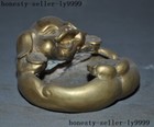 Old Chinese Bronze Gilt Pig Piglet Money Coins Coin Pen Wash Ashtray Statue