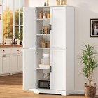 Kitchen Pantry Storage Cabinet  tall Cabinet Cupboard With Doors   Shelves White