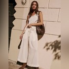 Free People Midnight Glamour Set Pants Sleeveless Top Shirt Crochet Lace Ivory M