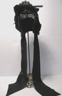 Rare Victorian 19th C Child   s baby Black Straw Mourning Bonnet -excellent  