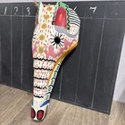 Vintage Colorful Hanging Carved Wooden Guatemalan Animal Mask Matter Folk Art A6