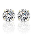 14k Solid Yellow Gold Round Solitaire Cubic Zirconia Screw Back Stud Earrings