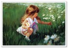 Lovely Children-flowers Of Life Pretty Girl Chamomile Kids New Modern Postcard
