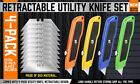 4pc Utility Knife Set Lock Back Aluminum Retractable Box Cutter Extra 10 Blades