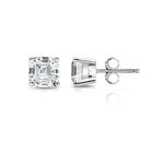 925 Sterling Silver 2 00cttw Asscher Cut Stud Earrings 6mm For Men   Women 