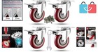 Set Of 4 Heavy Duty 4-inch Casters     Stainless Steel  Polyurethane With Brakes