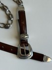 Brighton Vintage Brown Leather Western Belt Silver Tone Buckle 37409 Womens Sz L