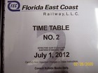 Florida East Coast Railway Employee Timetable July 1  2012 - Reprint