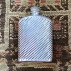 Antique Silver   Copper Plated Glass Ribbed Hip Flask 5-3 8  Tall Vintage