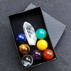8 Pcs set Natural Crystal Quartz 7 Chakra Sphere Reiki Healing Stone Yoga