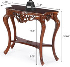 Antique Console Table  38 Inch Victorian Half Moon Sofa Table With Hollow Floral