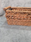 Vintage Wicker Storage Basket Rustic Cottage Core Farmhouse Rectangular Woven