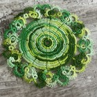 Vintage Handmade Crochet Lace Doily Tatted Tatting Variegated Green 5 1 2 