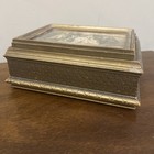 Antique Vintage Jewelry Dresser Parlor Box Victorian Ladies Scene Mirror   read