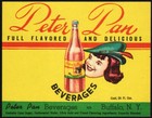 Vintage Soda Pop Bottle Label Peter Pan Beverages Buffalo Ny New Old Stock Nrmt 