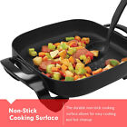 12   Electric Skillet Glass Cover Home Kitchen Cooking Non Stick Fry Cook  Black