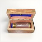 Vintage Nautical Brass With Leather Finish Telescope Pirate Spyglass Wooden Box