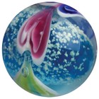 22mm Blue Wave Breaker Hearts Glow In The Dark Handmade Glass Marble 7 8   stand