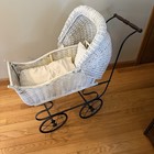 Wicker   Metal Baby Pram Vintage Antique Style Doll Carriage Buggy 12 5x29   x29   h