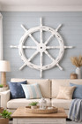  Large 36  Boat Ship Wooden Steering Wheel Brass Center Nautical Wall D  cor