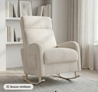 Upholstered Nursery Rocking Glider Chair  Beige  Side Storage Pocket