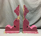 Pair Antique Wood Corbel Roof Bracket Victorian Shabby Magenta Vtg Chic 71-25b