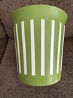 Deka Green And White Stripe Plastic Waste Basket   Trash Can    Planter   Nice 