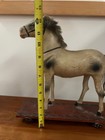 Antique Papier-m  ch   Horse Pull Toy On Wooden Wheeled Platform     12        Original