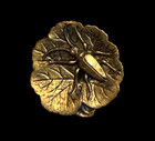 Victorian Insect On  Leaf Shaped Brass Button Fab 1   3 16 