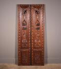63  Tall Pair Of French Antique Doors Carved Breton Panels Solid Chestnut Wood